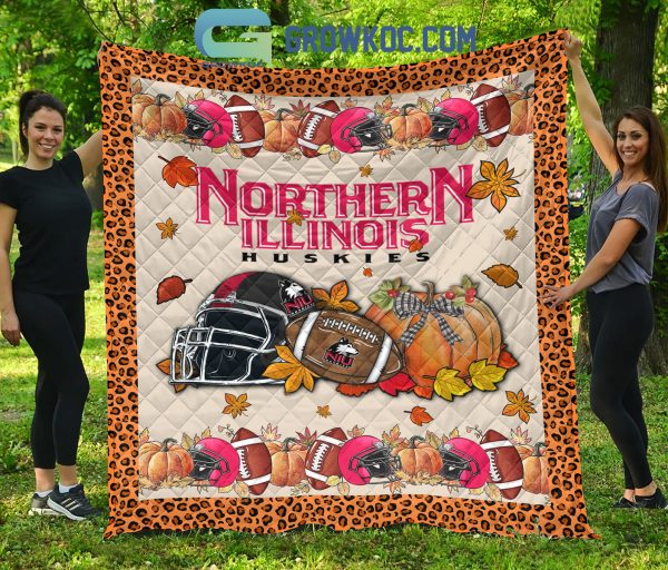 Northern Illinois Huskies NCAA Football Welcome Fall Pumpkin Halloween Fleece Blanket Quilt