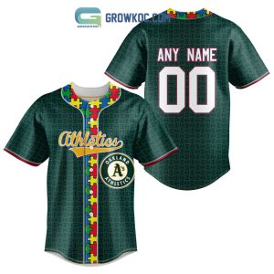 Oakland Athletics MLB Fearless Against Autism Personalized Baseball Jersey