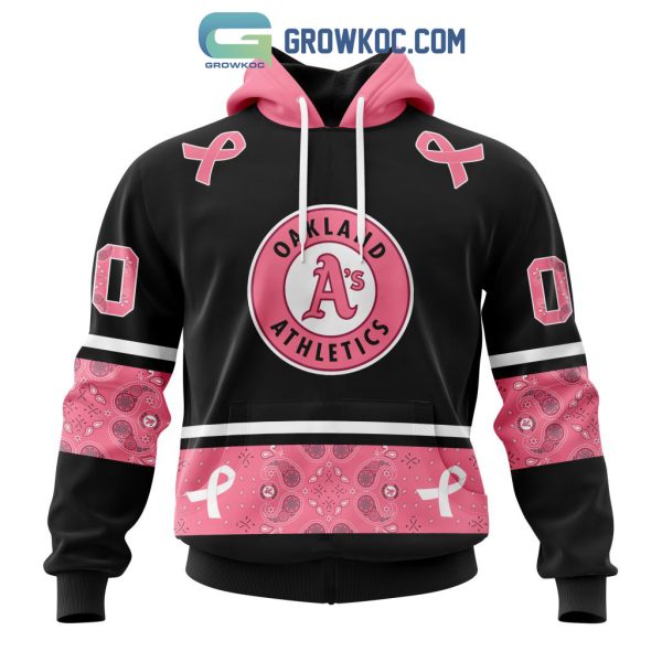 Oakland Athletics MLB In Classic Style With Paisley In October We Wear Pink Breast Cancer Hoodie T Shirt