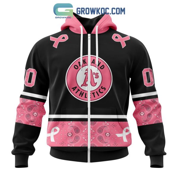 Oakland Athletics MLB In Classic Style With Paisley In October We Wear Pink Breast Cancer Hoodie T Shirt