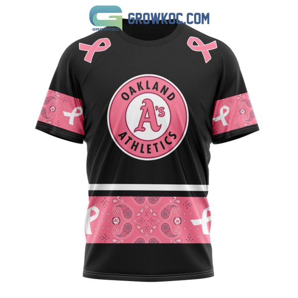 Oakland Athletics MLB In Classic Style With Paisley In October We Wear Pink Breast Cancer Hoodie T Shirt