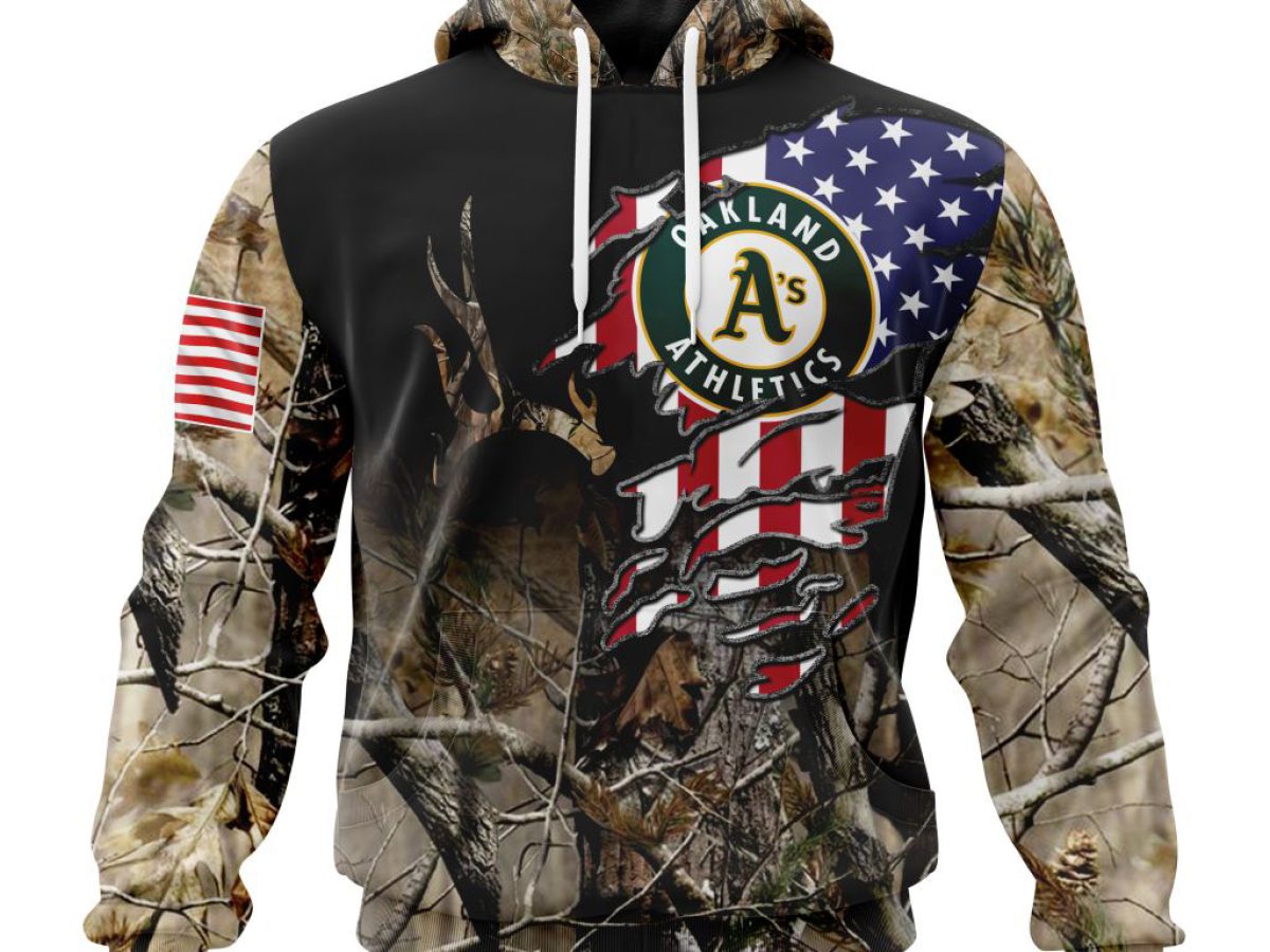 Oakland Athletics MLB Personalized Hunting Camouflage Hoodie T