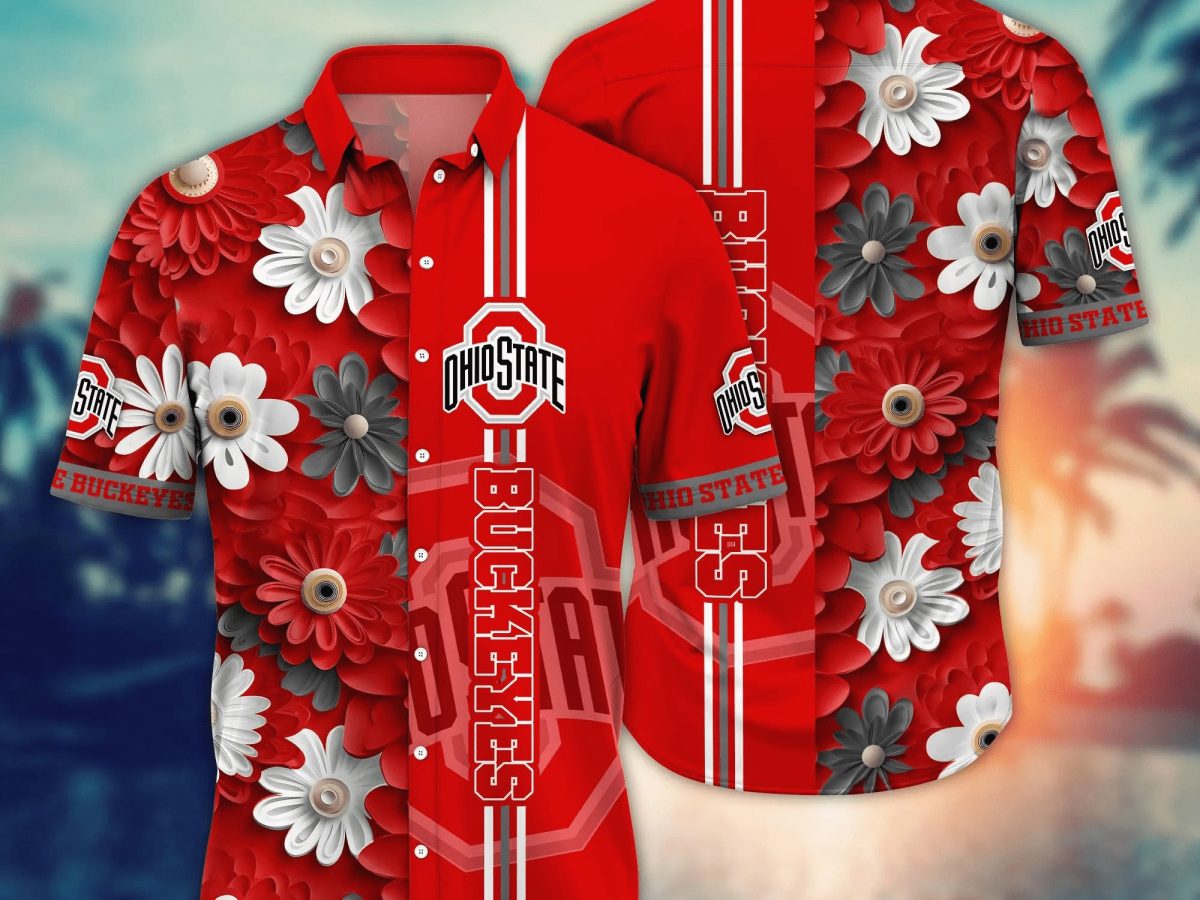 Ohio State Buckeyes NCAA Flower Custom Hawaiian Shirt 3D Shirt