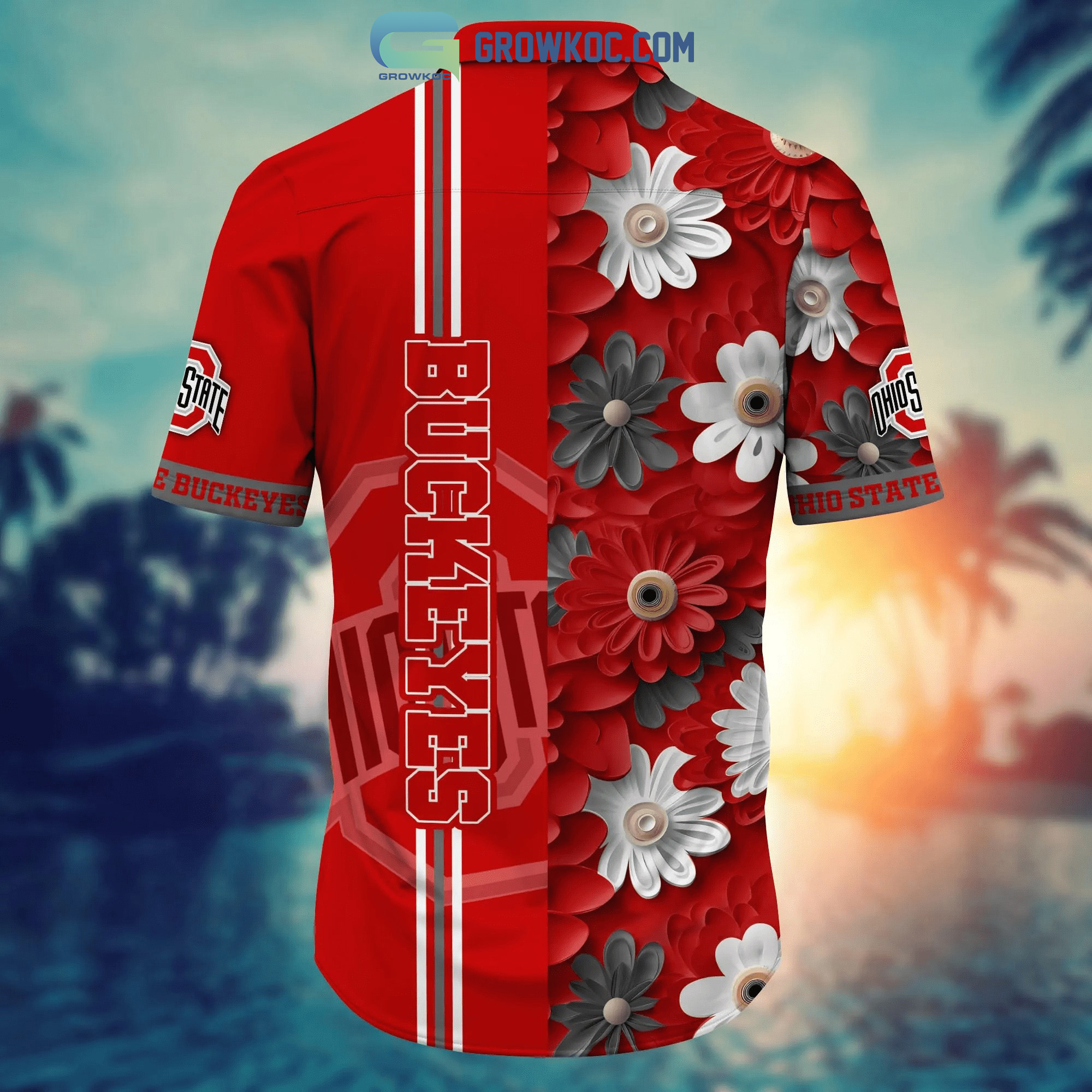 NCAA Ohio State Buckeyes Flower Cheap Hawaiian Shirt 3D Shirt