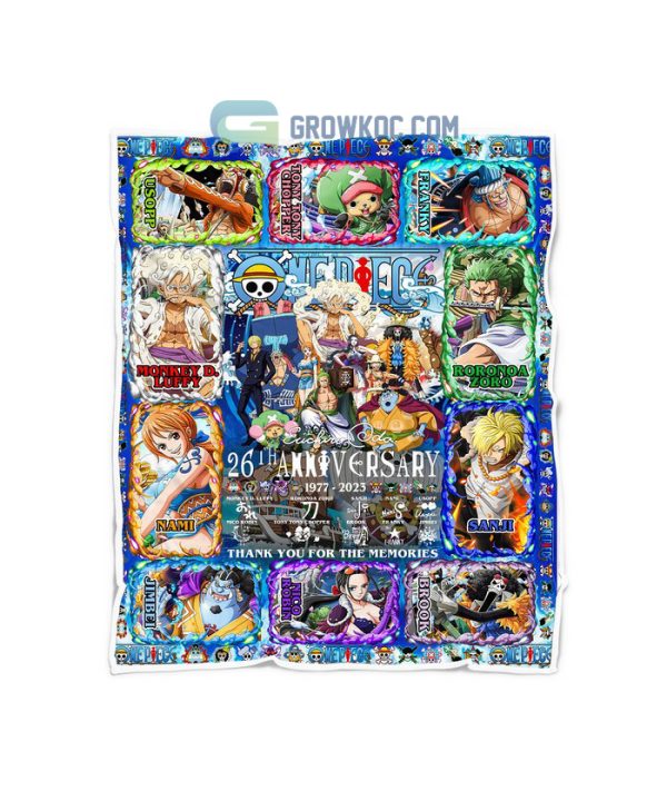 One Piece 26th Anniversary 1997 2023 Memories Fleece Blanket Quilt