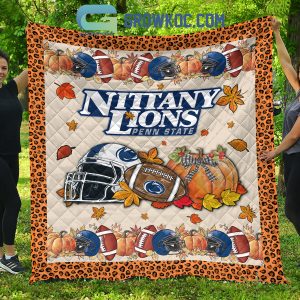 Penn State Nittany Lions NCAA Football Welcome Fall Pumpkin Halloween Fleece Blanket Quilt