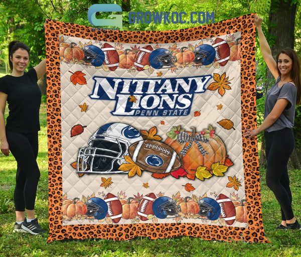 Penn State Nittany Lions NCAA Football Welcome Fall Pumpkin Halloween Fleece Blanket Quilt