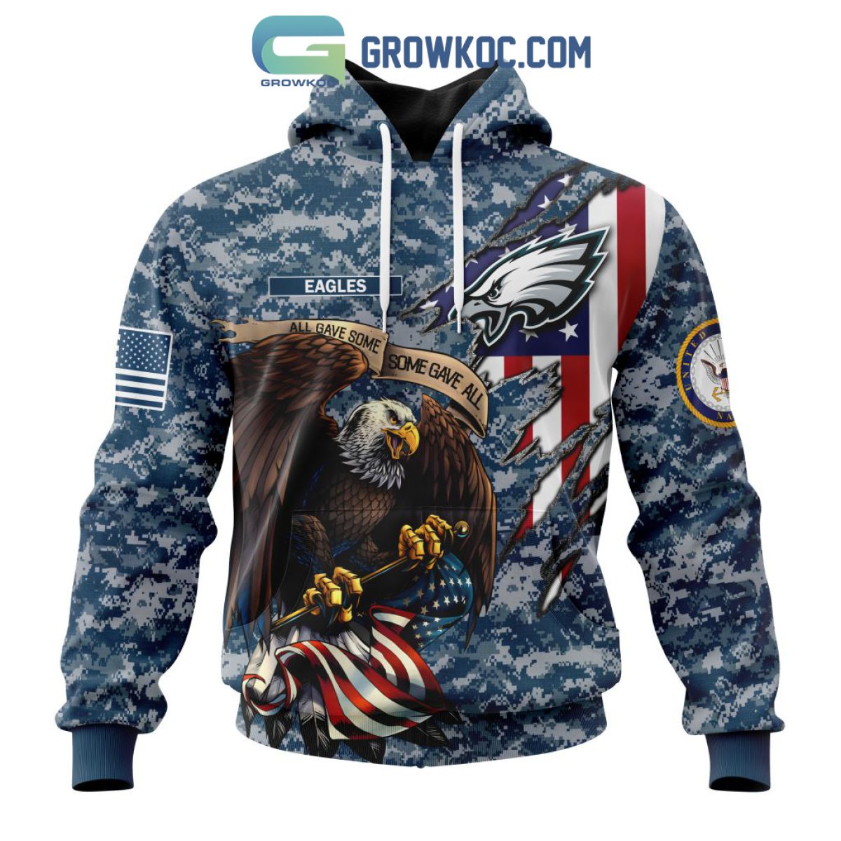 Philadelphia Eagles NFL Christmas Personalized Hoodie Zipper Fleece Jacket  - Growkoc