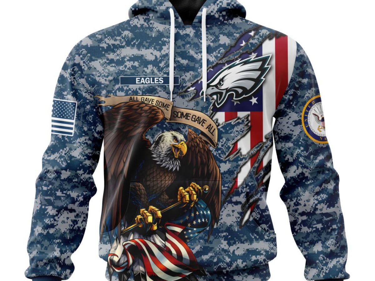 Eagle With Flag American Hold Logo Philadelphia Eagles 3D Hoodie