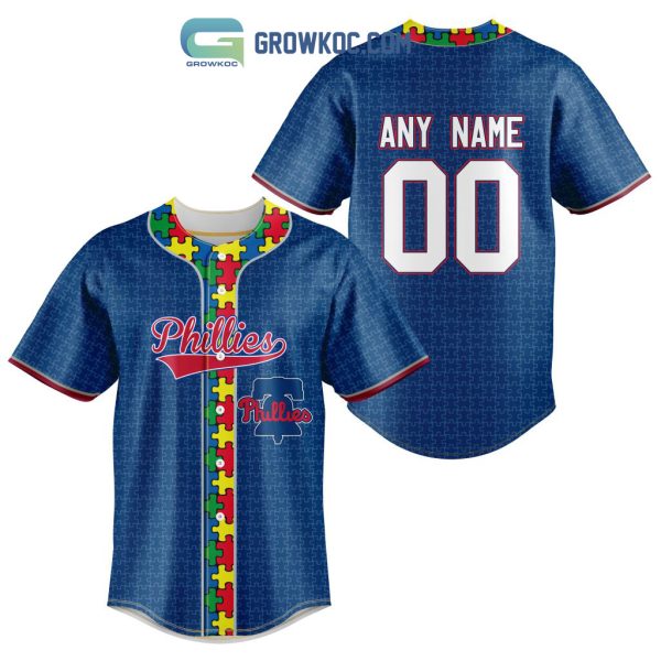 Philadelphia Phillies MLB Fearless Against Autism Personalized Baseball Jersey