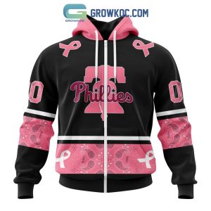 Philadelphia Phillies MLB In Classic Style With Paisley In October We Wear Pink Breast Cancer Hoodie T Shirt