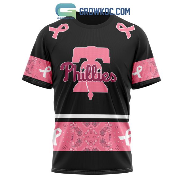 Philadelphia Phillies MLB In Classic Style With Paisley In October We Wear Pink Breast Cancer Hoodie T Shirt