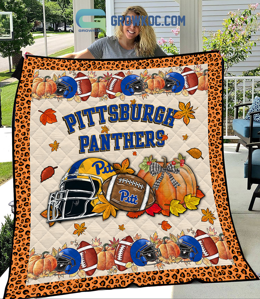 Pittsburgh Panthers NCAA Football Welcome Fall Pumpkin Halloween Fleece Blanket Quilt
