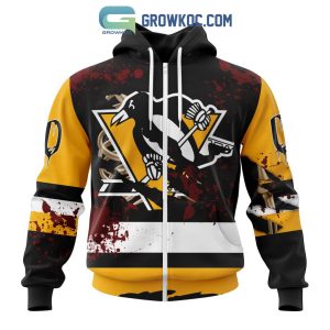 CustomCat Pittsburgh Penguins Robo Penguin Retro NHL Crewneck Sweatshirt Carolina Blue / M