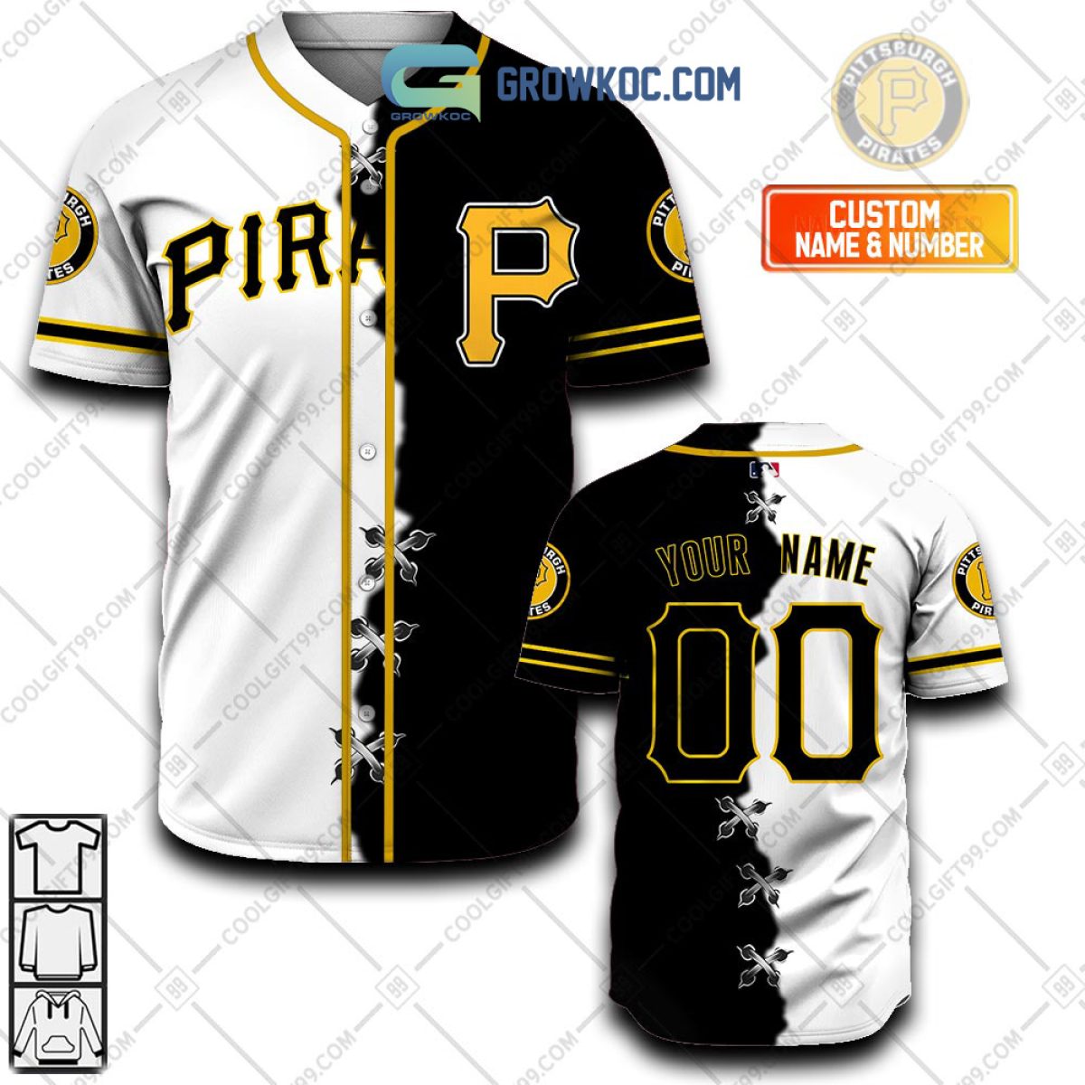 Pittsburgh Pirates MLB Personalized Mix Baseball Jersey - Growkoc