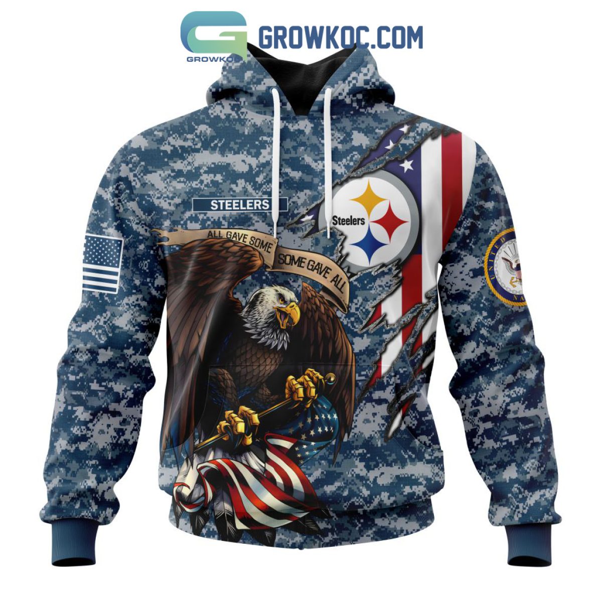 Pittsburgh Steelers NFL Honor US Navy Veterans All Gave Some Some Gave All  Personalized Hoodie T Shirt - Growkoc
