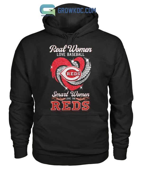 Real Women Love Basketball Smart Women Love The Reds Diamond Design T Shirt