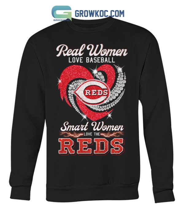 Real Women Love Basketball Smart Women Love The Reds Diamond Design T Shirt