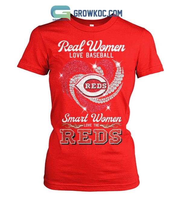 Real Women Love Basketball Smart Women Love The Reds Diamond Design T Shirt