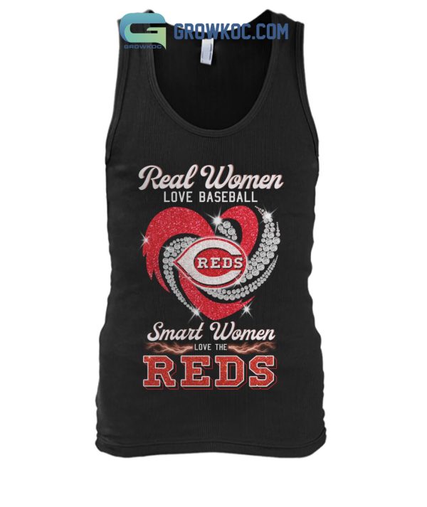 Real Women Love Basketball Smart Women Love The Reds Diamond Design T Shirt