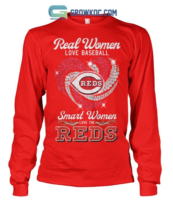 Real Women Love Basketball Smart Women Love The Reds Diamond Design T Shirt