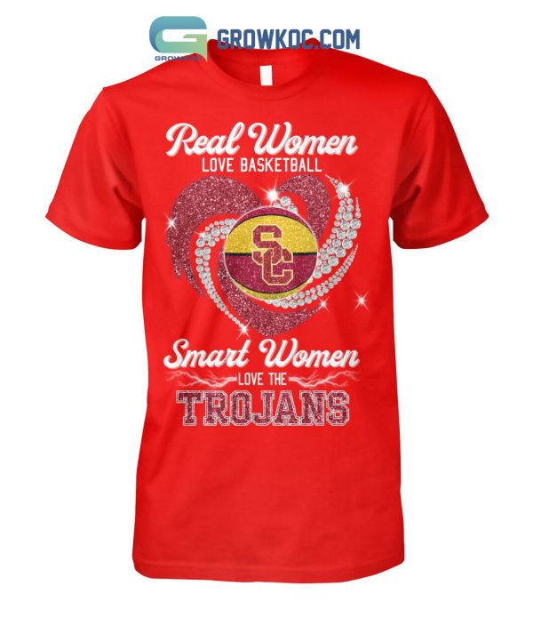 Real Women Love Basketball Smart Women Love The Trojans T Shirt