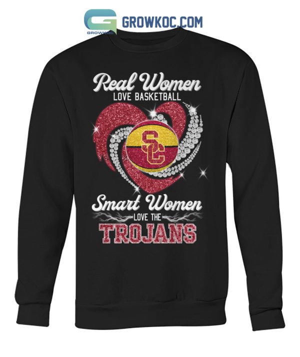 Real Women Love Basketball Smart Women Love The Trojans T Shirt