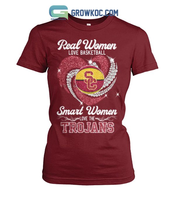 Real Women Love Basketball Smart Women Love The Trojans T Shirt