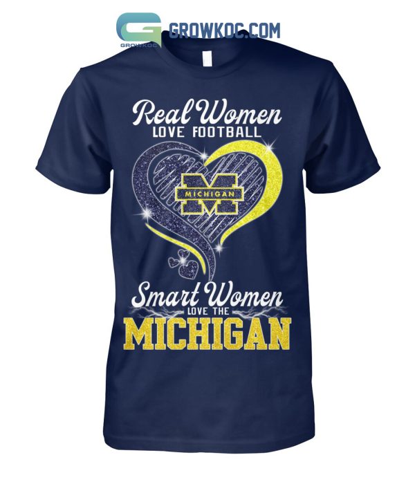 Real Women Love Football Smart Women Love The Michigan Diamond Heart Design