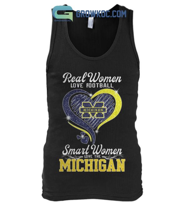 Real Women Love Football Smart Women Love The Michigan Diamond Heart Design