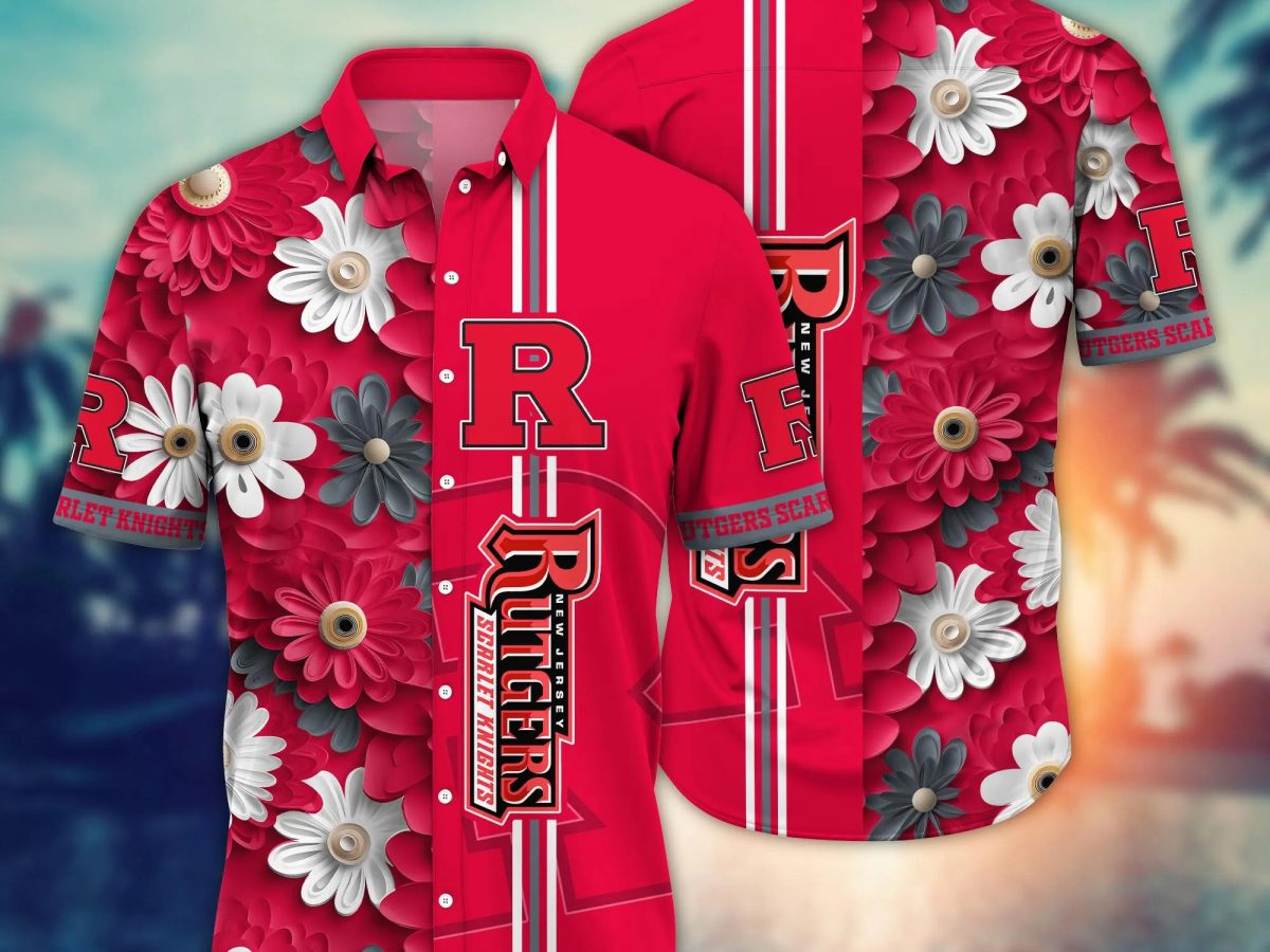 NCAA Rutgers Scarlet Knights Flower Cheap Hawaiian Shirt 3D Shirt