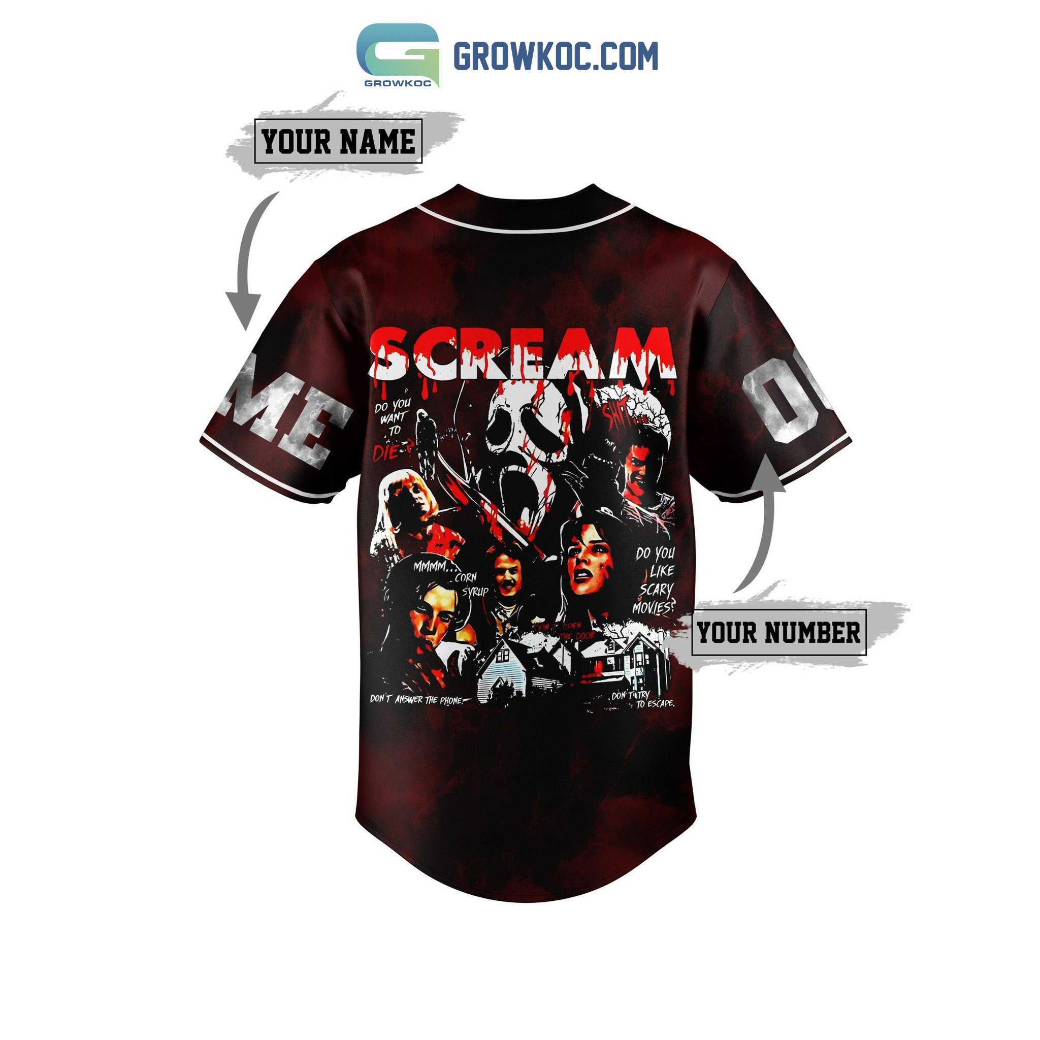 Personalized Horror Scream Printed Unisex Baseball Jersey Shirt