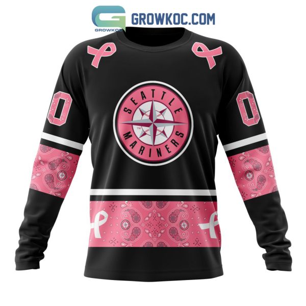 Seattle Mariners MLB In Classic Style With Paisley In October We Wear Pink Breast Cancer Hoodie T Shirt