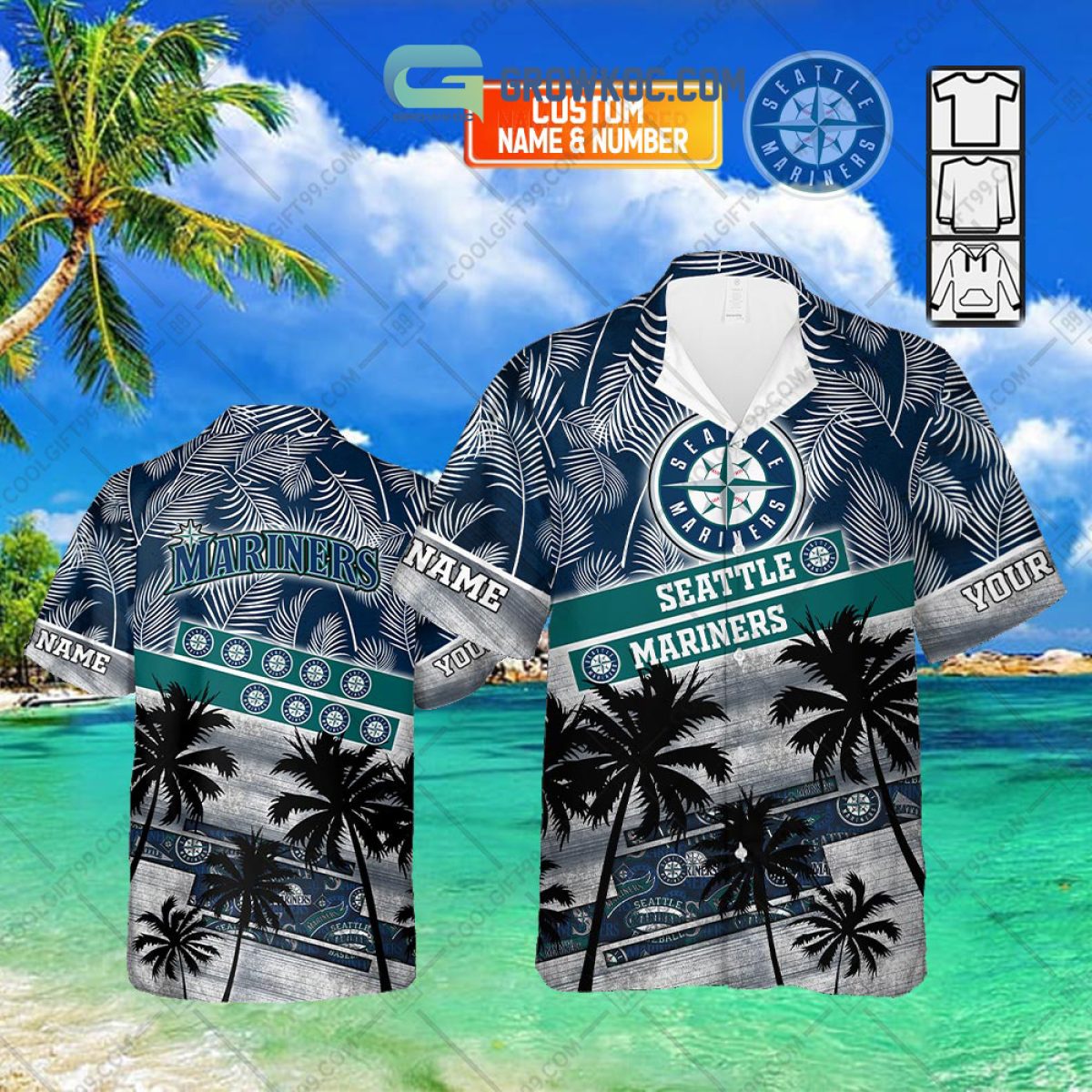Custom Name Seattle Mariners Hawaiian Shirt And Shorts Best
