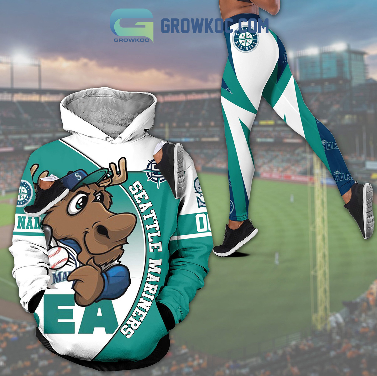 Seattle Mariners Mascot Personalized Hoodie Leggings Set - Growkoc
