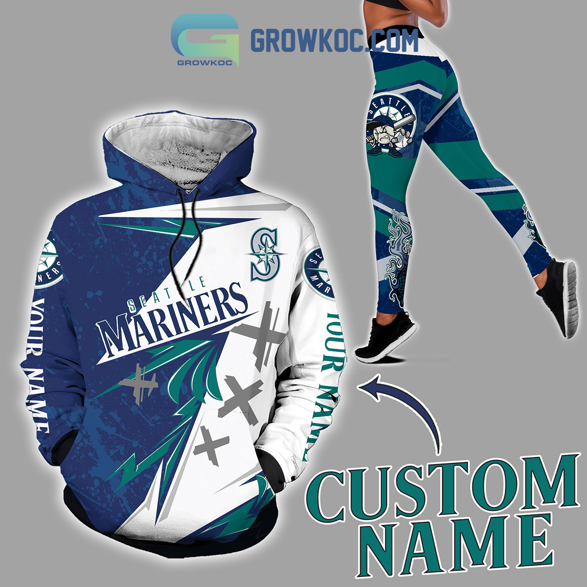 MLB Seattle Mariners Mix Jersey Custom Personalized Hoodie Shirt