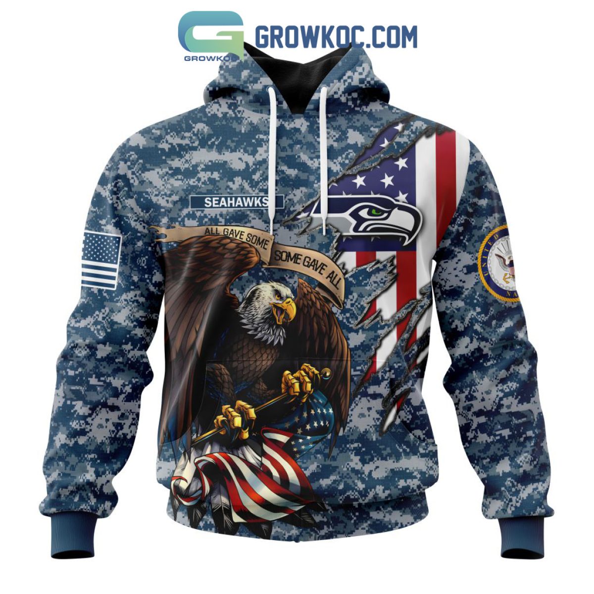 Seattle Seahawks NFL Honor US Navy Veterans All Gave Some Some Gave All  Personalized Hoodie T Shirt - Growkoc