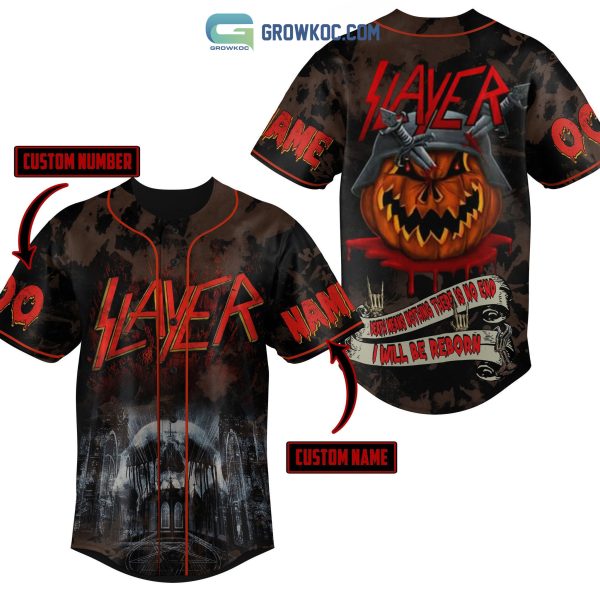 Slayer Death Means Nothing There Is No End I Will Be Reborn Halloween Personalized Baseball Jersey