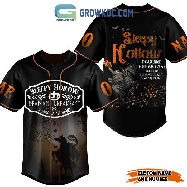 Sleepy Hollow Dead and Breakfast EST 1869 The Place To Rest A Weary Head Personalized Baseball Jersey