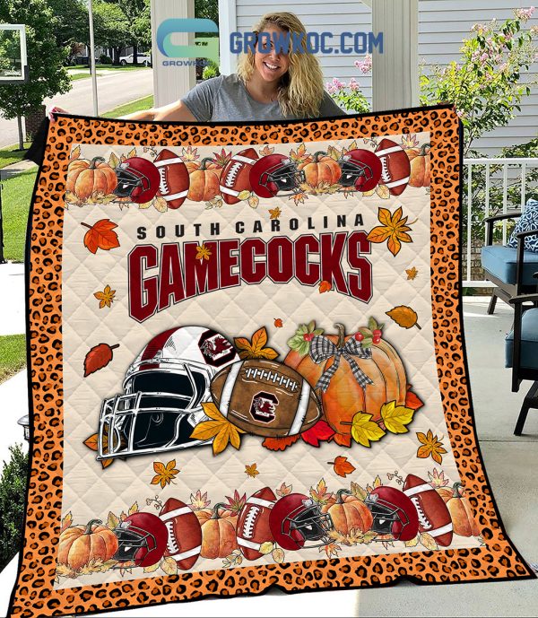 South Carolina Gamecocks NCAA Football Welcome Fall Pumpkin Halloween Fleece Blanket Quilt