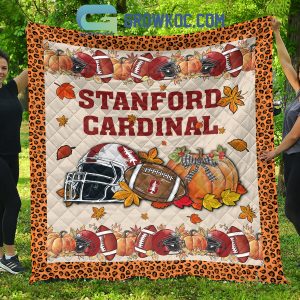 Stanford Cardinal NCAA Football Welcome Fall Pumpkin Halloween Fleece Blanket Quilt