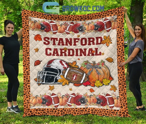 Stanford Cardinal NCAA Football Welcome Fall Pumpkin Halloween Fleece Blanket Quilt