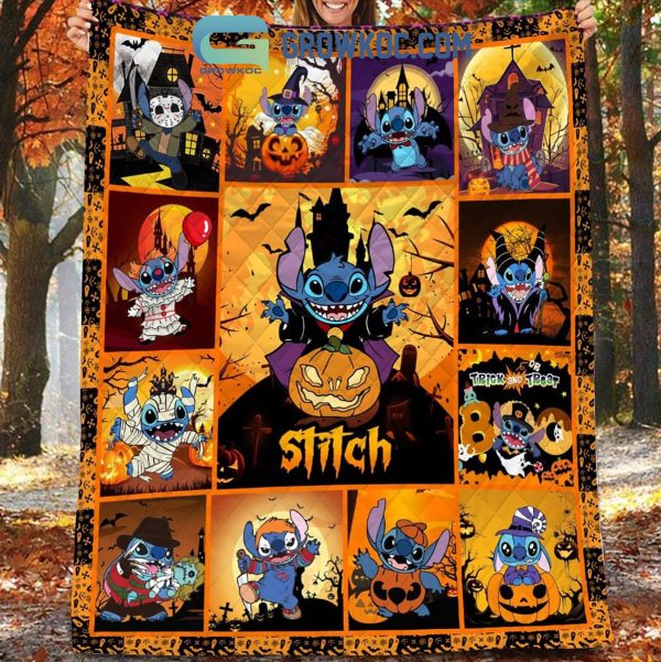 Stitch Happy Halloween Pumpkin Fleece Blanket Quilt