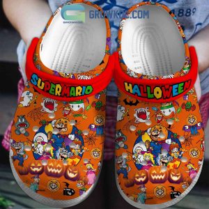 Super Mario Halloween Pumpkin Orange Design Clogs Crocs