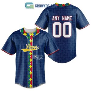Tampa Bay Rays MLB Fearless Against Autism Personalized Baseball Jersey
