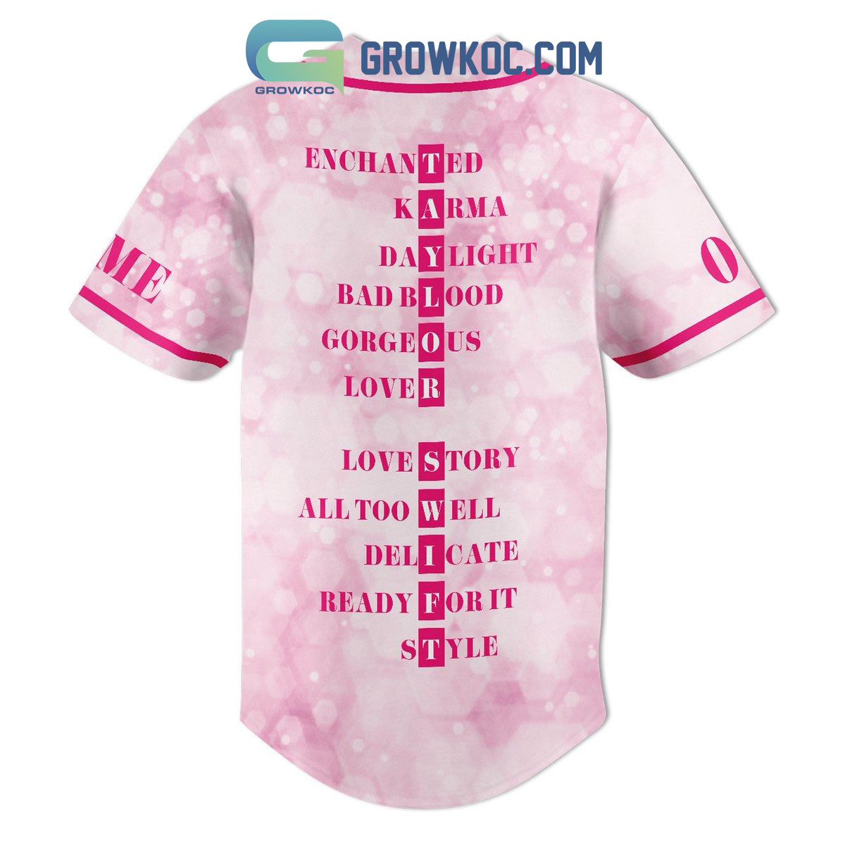 Taylor Swift All Hit Song Pink Design Personalized Baseball Jersey