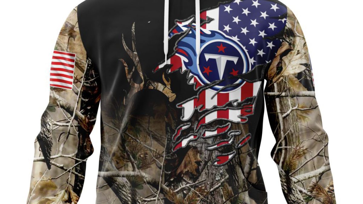 NFL Tennessee Titans Crewneck Sweatshirt USA Flag Camo Realtree