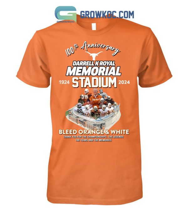 Texas Longhorns Darrell K Royal Memorial Stadium 100th Anniversary 1924 2024 Memories T Shirt