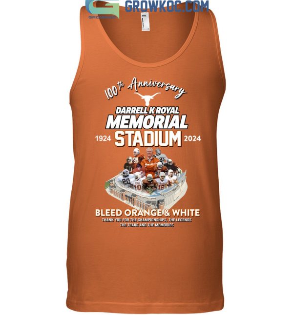 Texas Longhorns Darrell K Royal Memorial Stadium 100th Anniversary 1924 2024 Memories T Shirt
