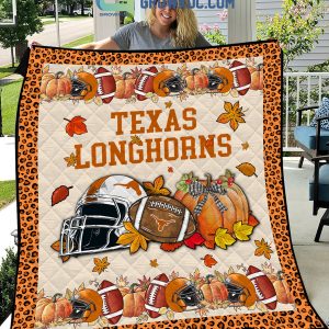 Texas Longhorns NCAA Football Welcome Fall Pumpkin Halloween Fleece Blanket Quilt